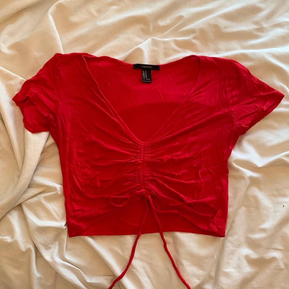 red rouched crop top